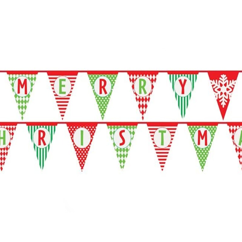 Multi-Patterned Merry Christmas Paper Bunting Flags
