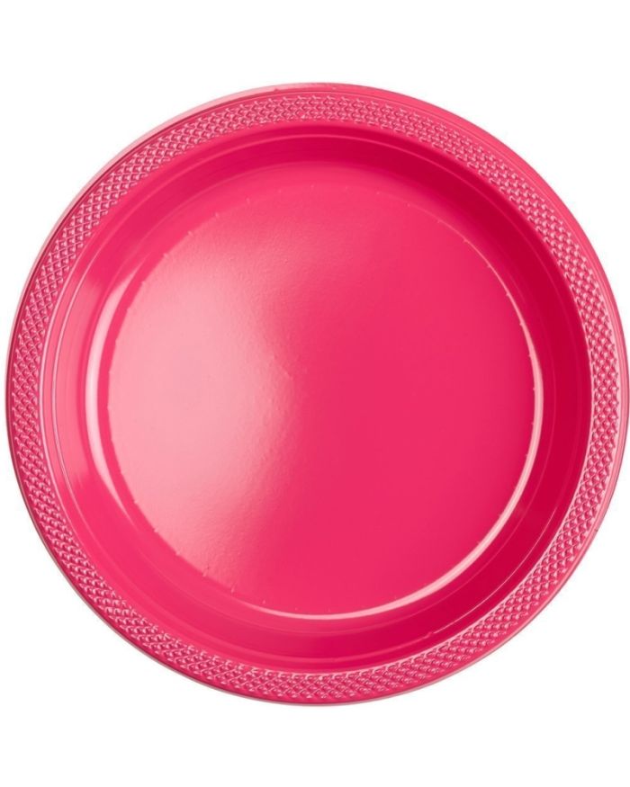 Magenta Pink Plastic Plates 23cm pk20