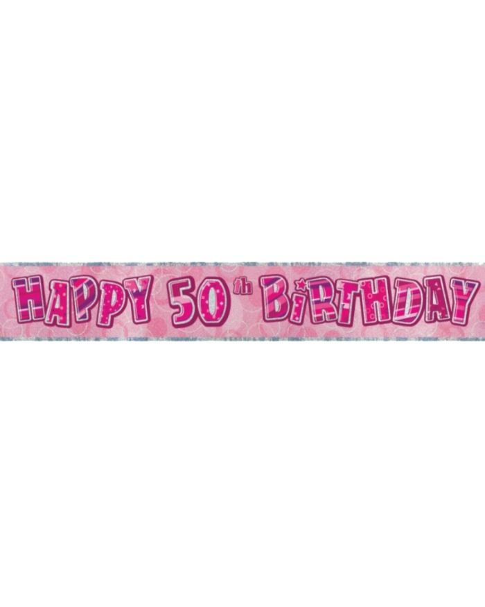 Pink Age 50 Prismatic Letter Banner Pink Age 50 Prismatic Letter Banner