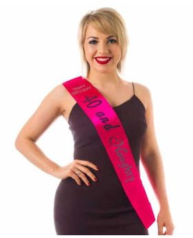 Pink Diamante 40th Sash