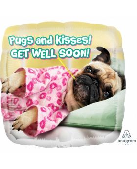 Pugs and Kisses Get Well Soon Foil Balloon