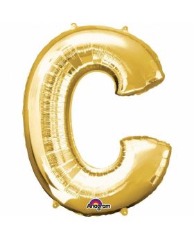 Letter C Supershape Gold Foil Balloon