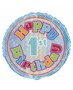 1st Birthday Prismatic Foil Balloon