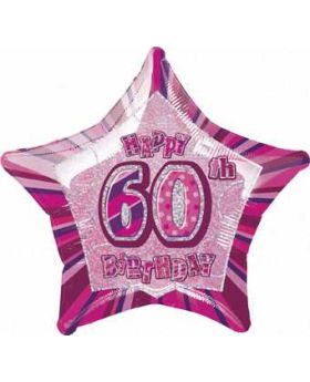 Pink Glitz Star 60th Foil Party Balloon
