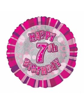 Pink Age 7 Prismatic Foil Balloon