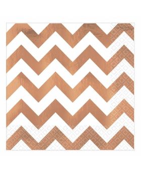 Rose Gold Chevron Hot Stamped Premium Luncheon Napkins 33cm