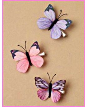 Delicate Fabric Butterfly on Silver Effect Beak Clip