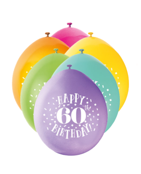 Happy 60th Birthday Latex Balloons 9", pk10