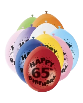 Happy 65th Birthday Latex Balloons 9"