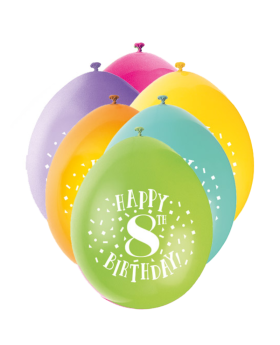 Happy 8th Birthday Latex Balloons 9"