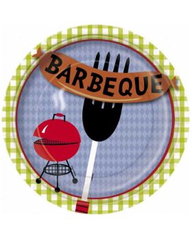 BBQ Party Plates 23cm, pk8