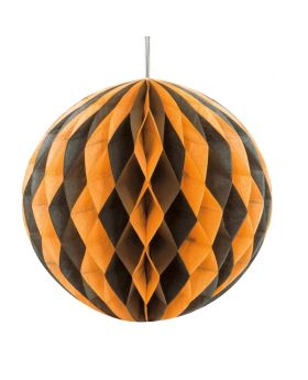 Black & Orange Honeycomb Ball Party Decoration 20cm