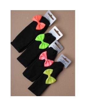 Black Fabric Bandeaux With Bright Neon Bow Motif