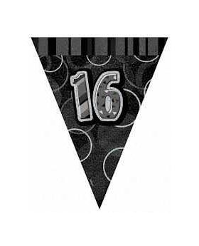 Glitz Birthday Flag Party Bunting Age 16, 9ft
