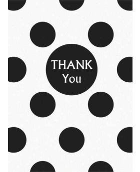 Midnight Black Polka Dot Party Thank You Cards 8pk