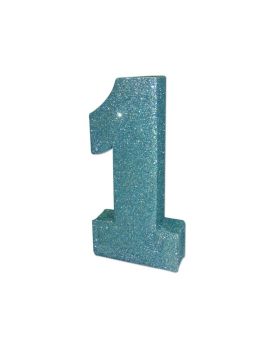 Age 1 Light Blue Glitter Table Decoration