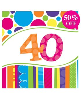 40th Birthday Bright & Bold Napkins