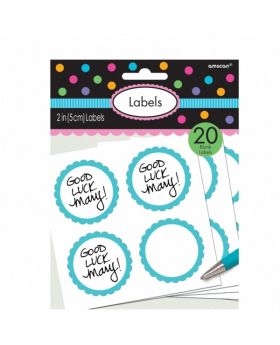 Caribbean Blue Candy Buffet Scalloped Blank Labels