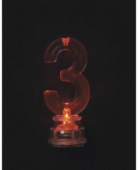 Colour Changing Flashing Candle Holder, Number 3, with 4 Candles