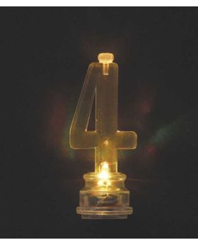 Colour Changing Flashing Candle Holder, Number 4, with 4 Candles