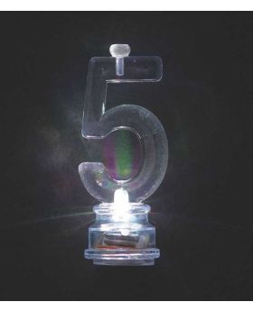 Colour Changing Flashing Candle Holder, Number 5, with 4 Candles