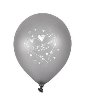 Sliver Engagement Wishes Latex Balloons 12", pk6