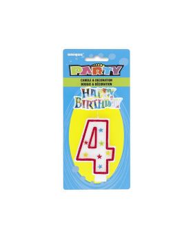 Glitter No. 4 Birthday Candle & Decoration