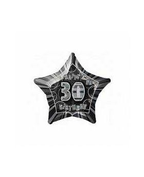 Black Glitz Star 30 Foil Party Balloon
