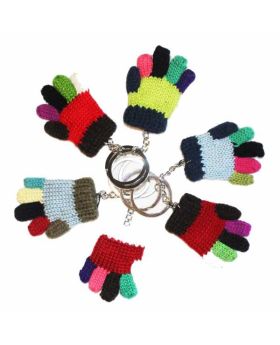 Small Multicoloured Knitted Glove Keyring