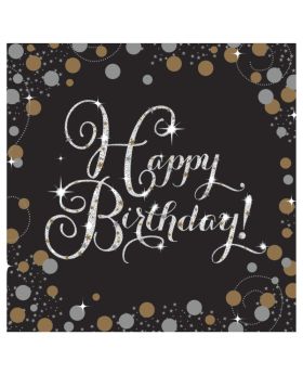16 Gold Sparkling Celebration Luncheon Napkins