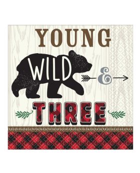 Little Lumberjack 3rd Birthday Napkins 33cm x 33cm, pk16