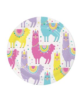 Llama Pastel Party Dessert Plates 18cm, pk8