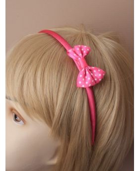 Narrow Satin Aliceband with Spotty Fabric Bow
