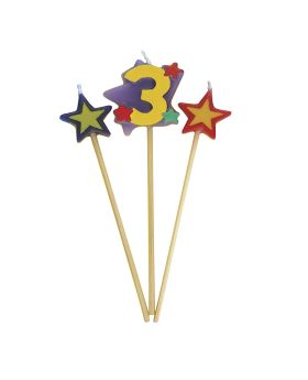 Number 3 Star Candles Set