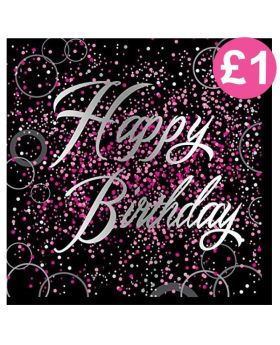 Pink Happy Happy Birthday Lunch Napkins, pk16