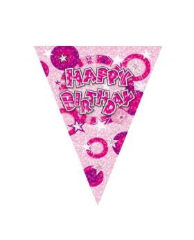 Pink Happy Birthday Flag Banner 3.65m