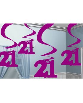 21st Birthday Pink Hanging Swirl Decoration