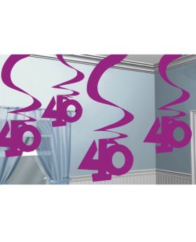 40th Birthday Pink Hanging Swirl Decoration
