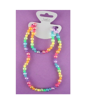 Rainbow Beaded Necklace & Bracelet Set