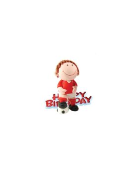 Red Footballer Figure Cake Decoration