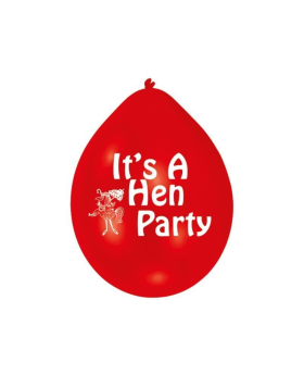 10 Red & Pink It's a Hen Party Latex Balloons 9"
