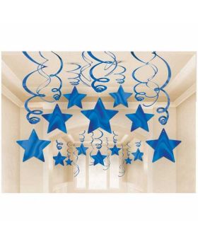 Shooting Stars Blue Swirl Party Decoration Pack ( 30 Swirls )