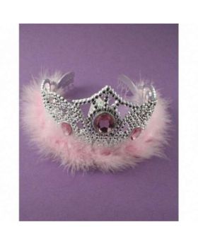 Silver Effect Tiara with Pink Fun Trim