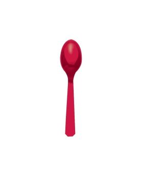Red Reusable Plastic Spoons, pk10