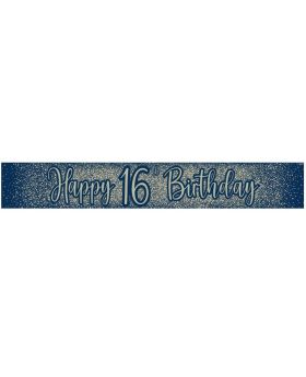 16th Birthday Navy and Gold Foil Banner