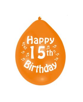 15th Birthday Latex Balloons 9"