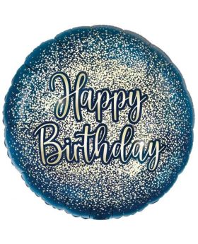 Happy Birthday Navy and Gold Foil Balloon 18"