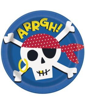 Ahoy Pirate Party Plates 23cm, pk8