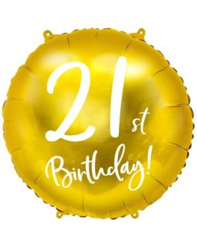 Gold 21 Foil Balloon 18"
