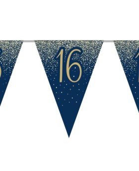 16th Birthday Navy and Gold Flag Banner